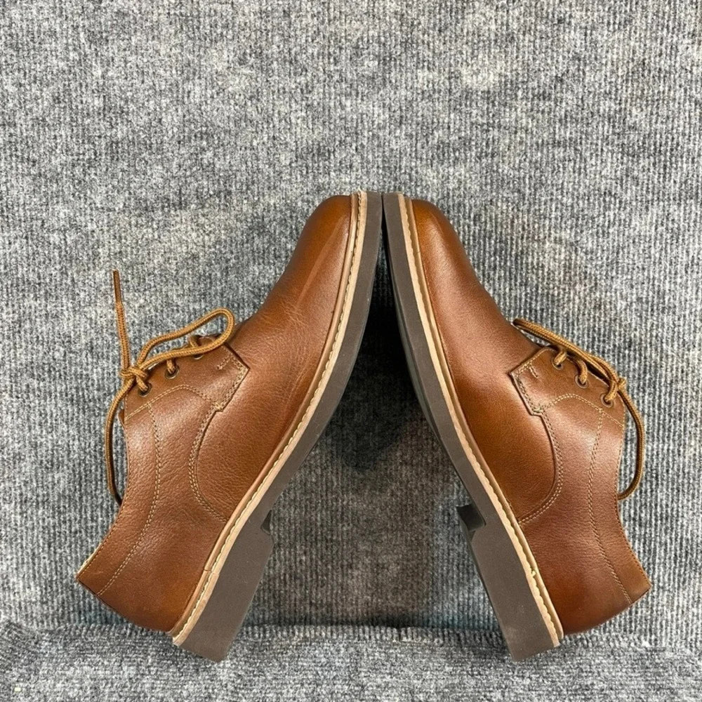 Hush Puppies Bounce Mens Brown Leather Plain Toe Oxford Dress Shoes 10.5